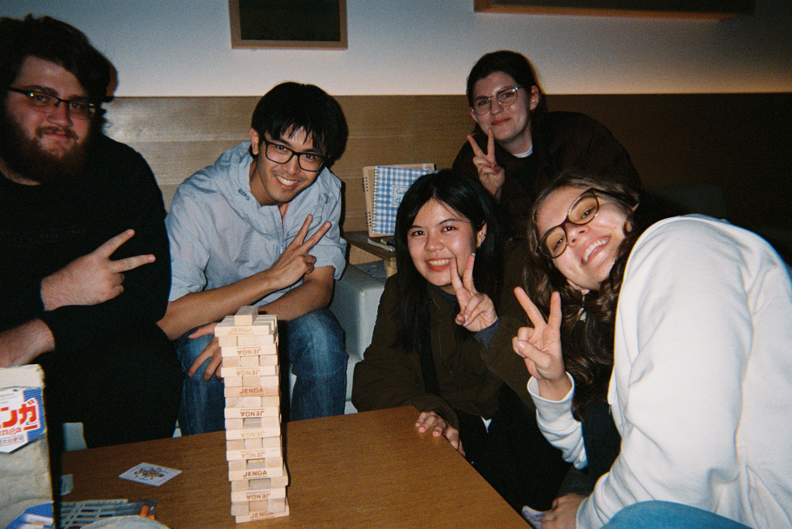 Student Volunteers playing music at hostel in Tokyo
